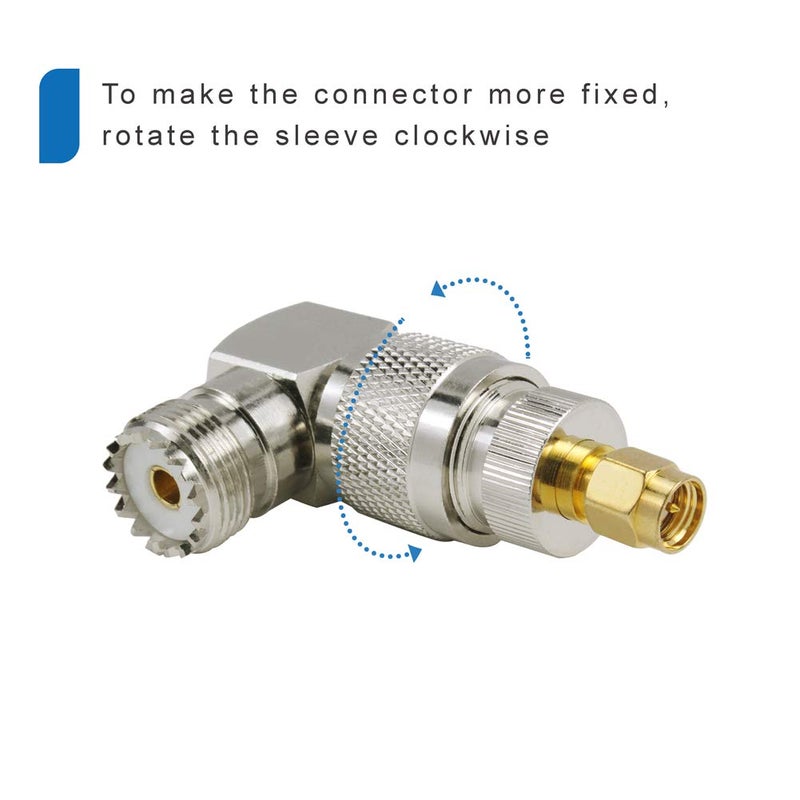 eifagur UHF Male PL-259 to UHF Female SO-239 L Shape Right Angle 90 Degree RF Coax Coaxial Adapter Connectorï¼ˆPack of 4ï¼‰ - Image 4